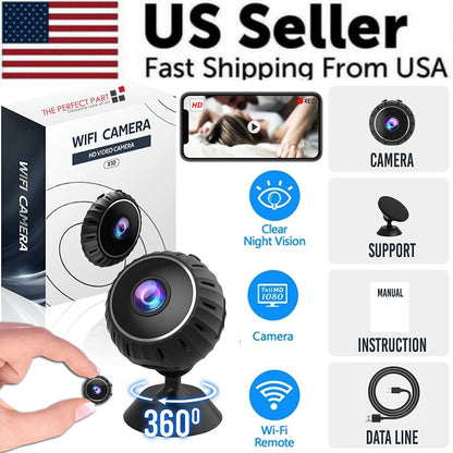Mini Wireless WiFi Security Camera 1080P HD - Nanny Cam with Night Vision, Motion Detection & Phone App - Indoor Home Security