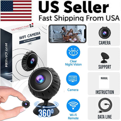 Mini Wireless WiFi Security Camera 1080P HD - Nanny Cam with Night Vision, Motion Detection & Phone App - Indoor Home Security