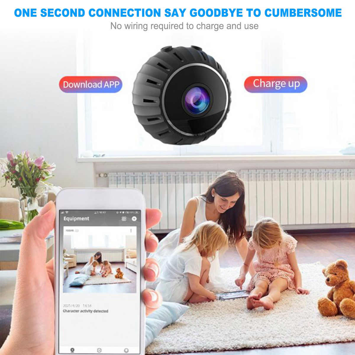 Mini Wireless WiFi Security Camera 1080P HD - Nanny Cam with Night Vision, Motion Detection & Phone App - Indoor Home Security