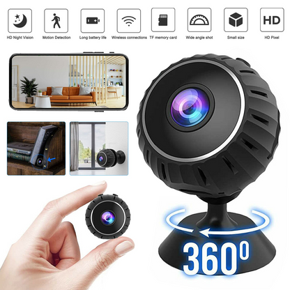 Mini Wireless WiFi Security Camera 1080P HD - Nanny Cam with Night Vision, Motion Detection & Phone App - Indoor Home Security