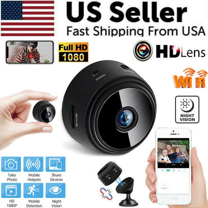 Mini Wireless WiFi Security Camera 1080P HD - Nanny Cam with Night Vision, Motion Detection & Phone App - Indoor Home Security