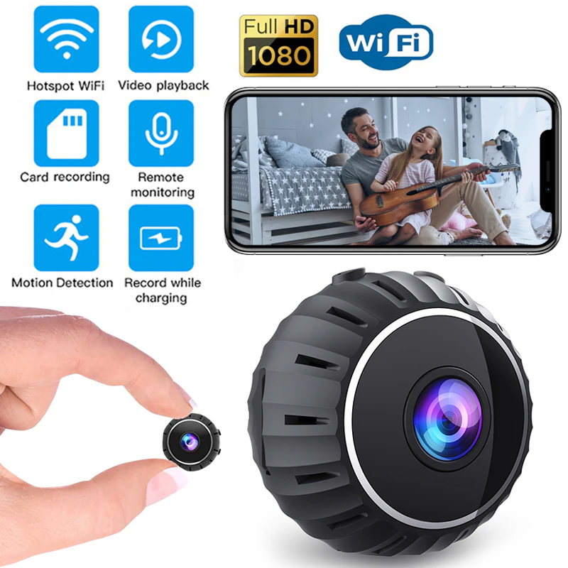 Mini Wireless WiFi Security Camera 1080P HD - Nanny Cam with Night Vision, Motion Detection & Phone App - Indoor Home Security