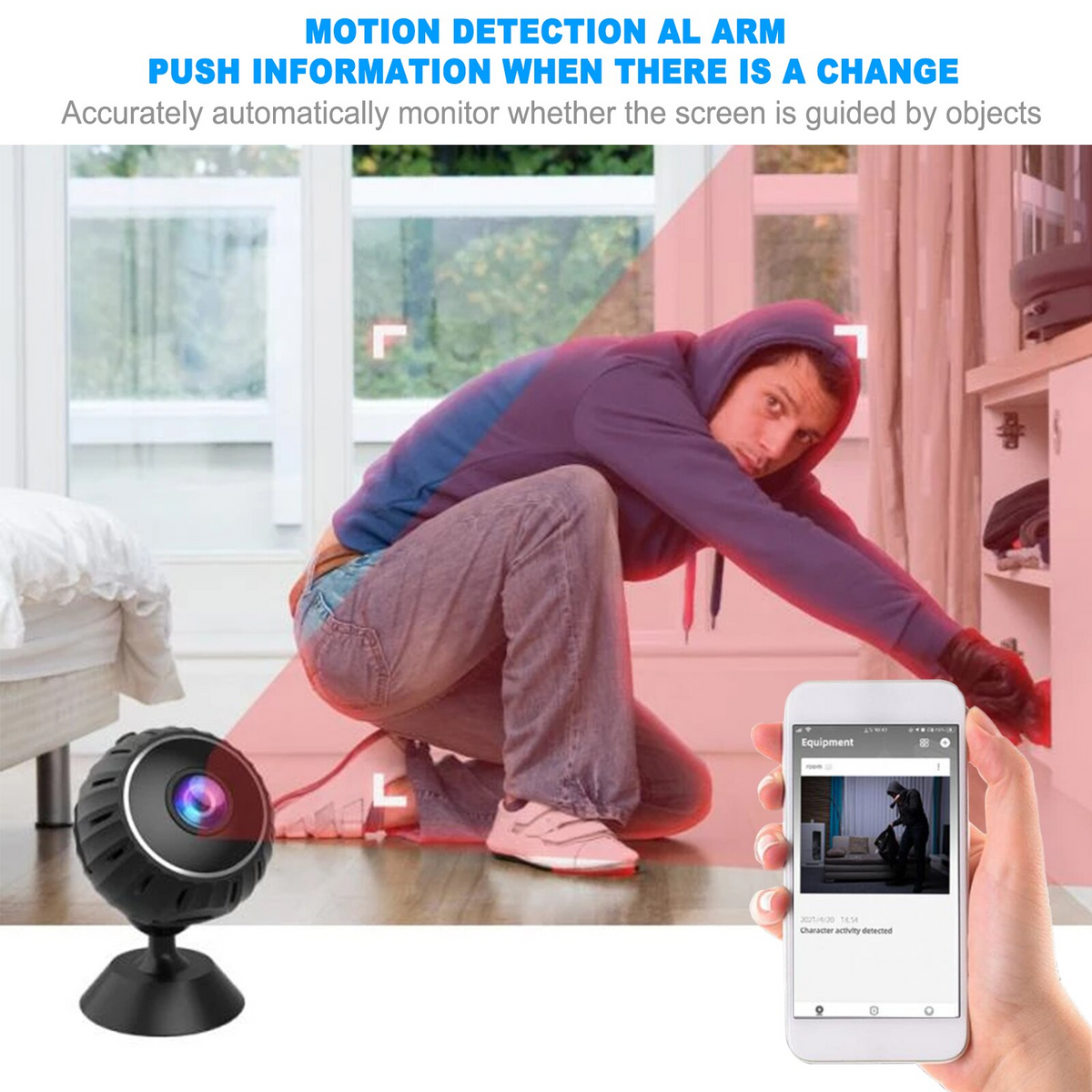 Mini Wireless WiFi Security Camera 1080P HD - Nanny Cam with Night Vision, Motion Detection & Phone App - Indoor Home Security