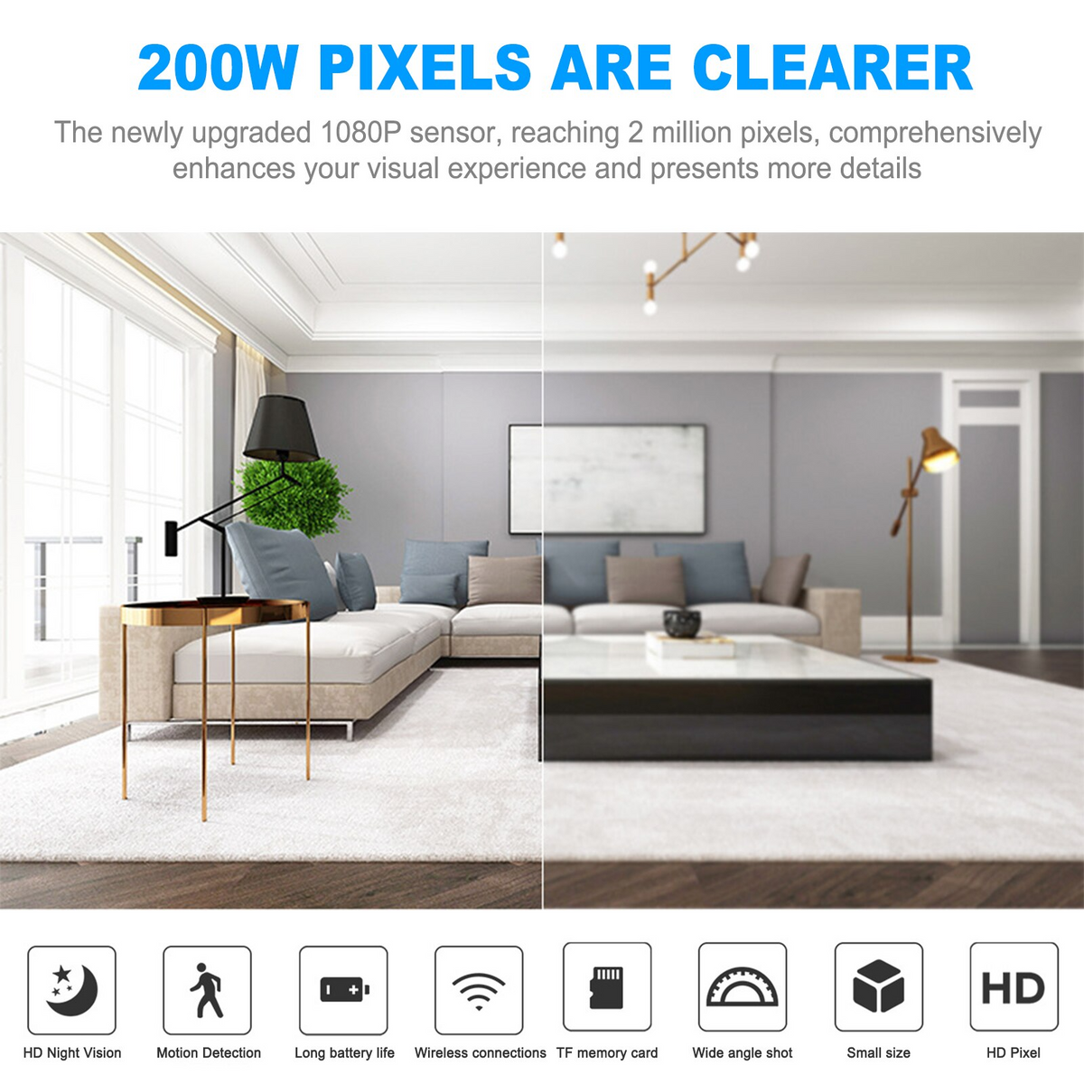 Mini Wireless WiFi Security Camera 1080P HD - Nanny Cam with Night Vision, Motion Detection & Phone App - Indoor Home Security