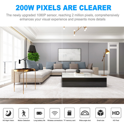 Mini Wireless WiFi Security Camera 1080P HD - Nanny Cam with Night Vision, Motion Detection & Phone App - Indoor Home Security