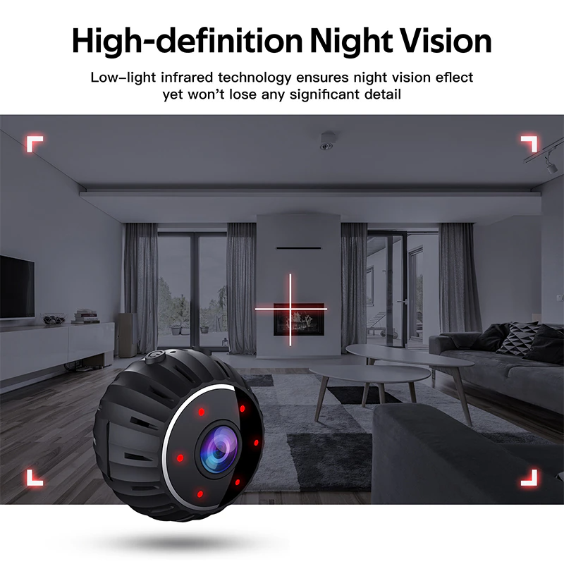 Mini Wireless WiFi Security Camera 1080P HD - Nanny Cam with Night Vision, Motion Detection & Phone App - Indoor Home Security